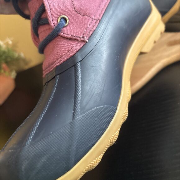 Sperry Port Boot Girls Purple Duck Rain Boot Rubber Flat Socks Size 5M Preowned - Picture 14 of 16